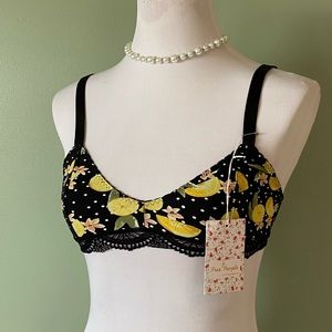 Free People black Mari printed bralette XS NWT